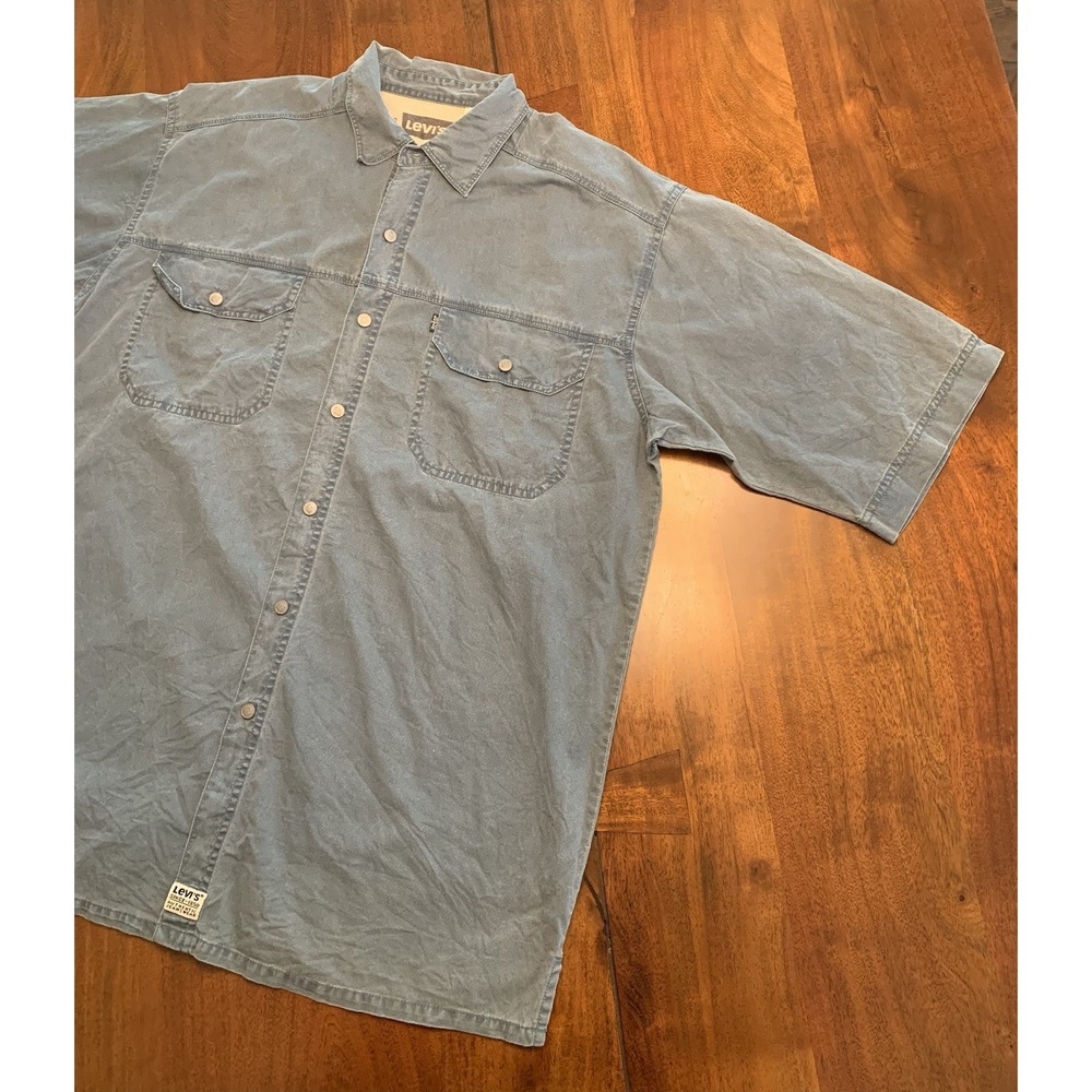 Vintage 90s Levis Shirt Two Pocket Utility Mens L Button Up Short Sleeve 1995